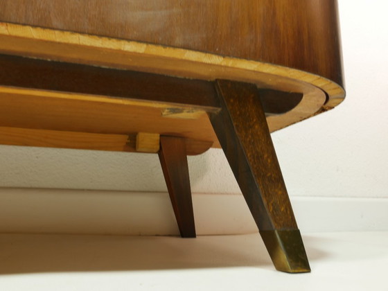 Image 1 of Vintage Wohnzimmerschrank 60er Jahre, Cocktailschrank Hausbar, Vitrine mit Glasschiebetüren, Mid Century Highboard, Deutschland