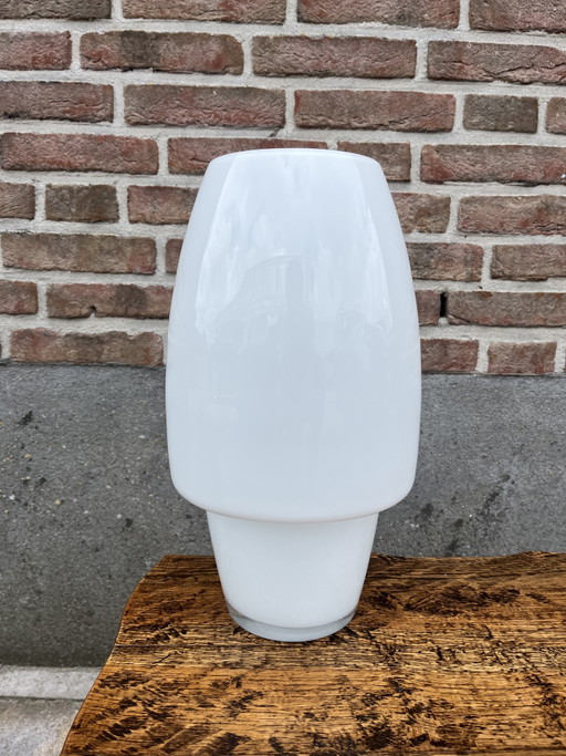 Vintage white glass mushroom space age vase,