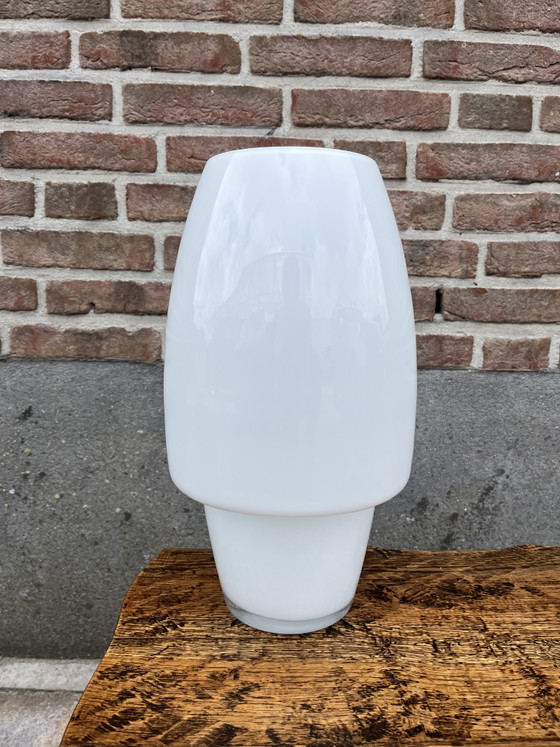 Image 1 of Vintage white glass mushroom space age vase,