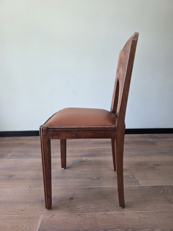 Image 1 of Set Van 6 Amsterdamse School Eetkamerstoelen | Jaren 20
