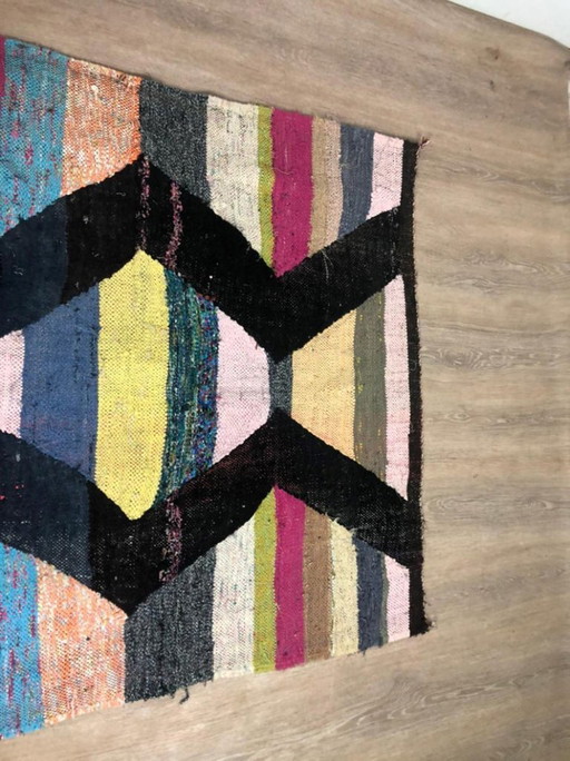 Mehrfarbige Berber-Tapis aus Leinen, 350 cm x 150 cm