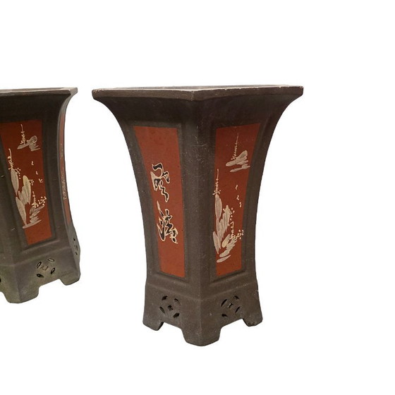 Image 1 of Set di vasi da giardino cinesi in gres, fine del XX secolo