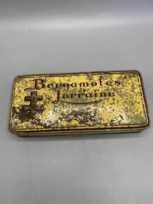 Lithographed Tin Box – Lorraine Bergamots – Cross of Lorraine – Nancy, 1920s-1940s – decoratieve objecten, Metal