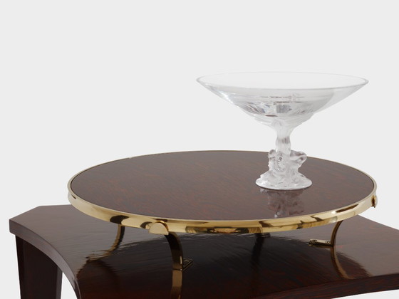 Image 1 of Par de mesitas auxiliares de wengué y latón de Alberto Pinto, década de 1990.