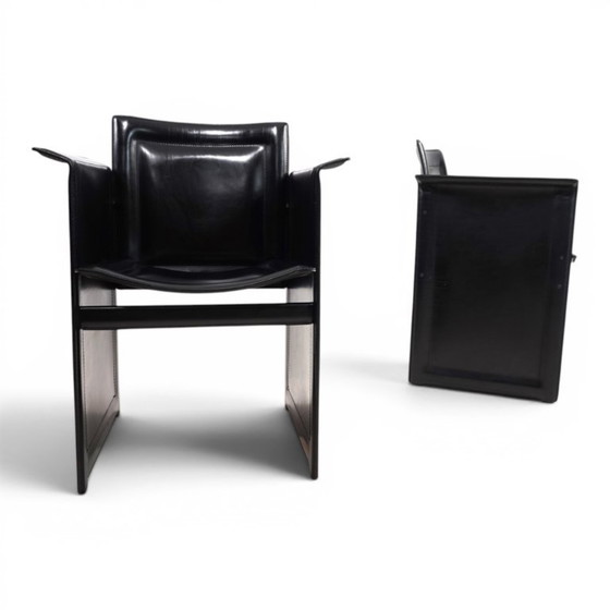 Image 1 of Ensemble de 2 fauteuils Arrben Solaria en cuir noir, par Tito Agnoli, 1970