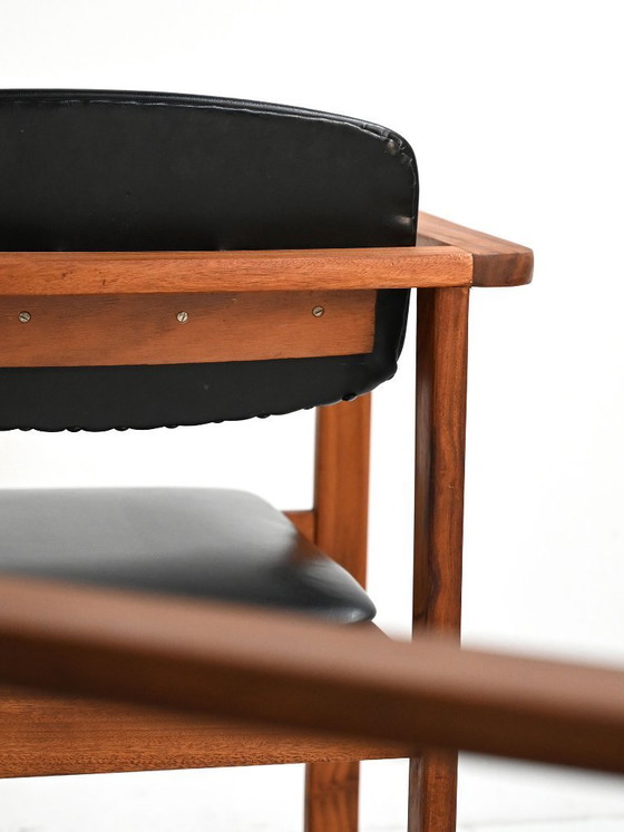 Image 1 of Teak and leather chairs, Denmark 1960s