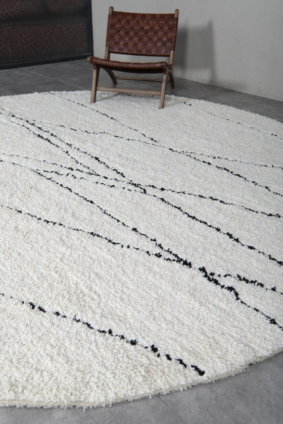 Image 1 of Handmade Moroccan Round rug - 200cm - beni ourain - custom round rug - wool circle rug - custom round carpet