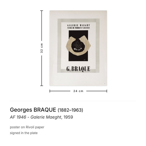 Image 1 of Georges BRAQUE AF 1946 - Galerie Maeght-poster 1959