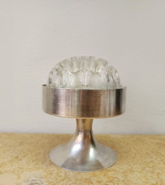 Image 1 of Verzilverde metalen bloemenhouder in futuristische stijl, jaren 70