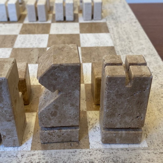 Image 1 of Angelo Mangiarotti chessboard 1970s travertine