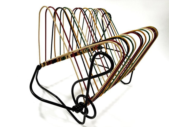 Image 1 of Rangements Vinyles Vintage • Support 45T • Métal Laqué • Scoubidou • 1950-1960