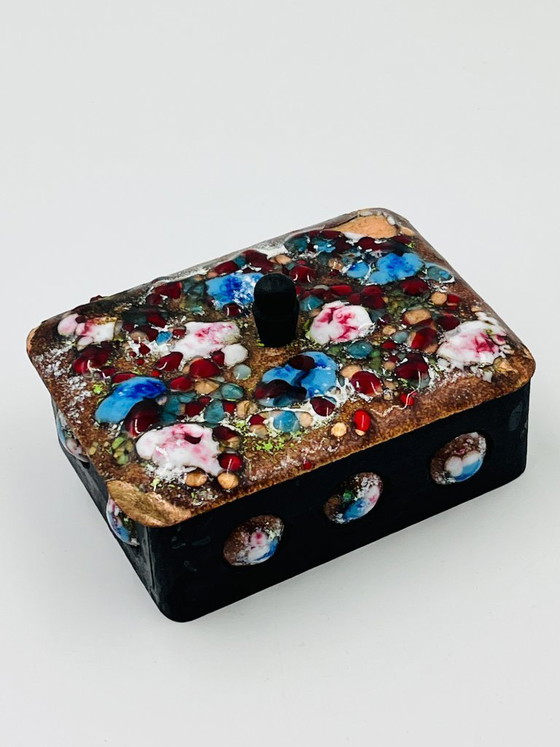 Image 1 of Vintage Enamel on Copper Box Capo Esmaltes Spain 1970