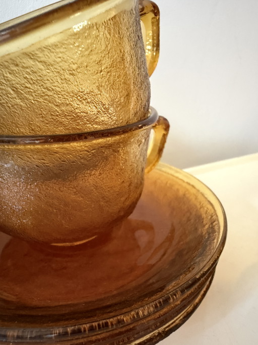 Set of 4 cups and saucers, 1960s