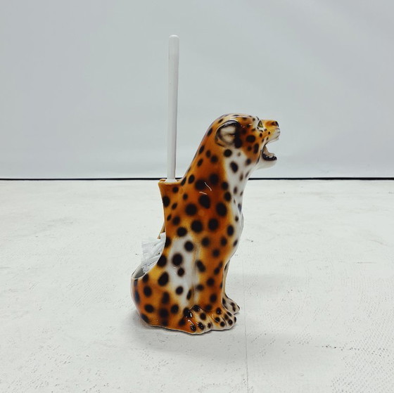 Image 1 of Leopard Ceramic Toilet Brush Holder