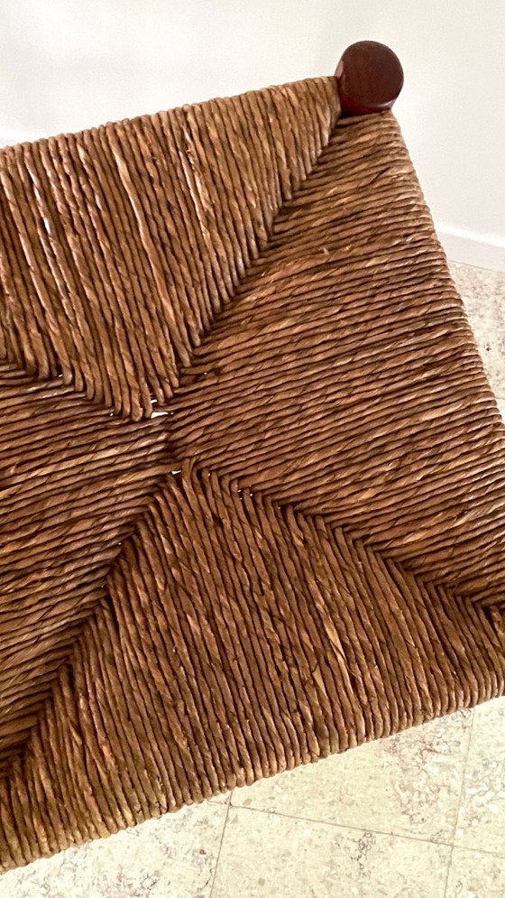 Image 1 of Vintage Geometric Straw Stool