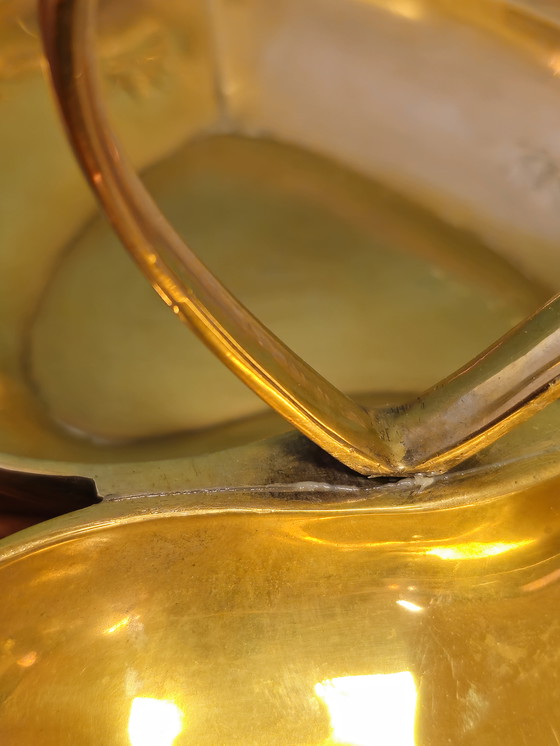 Image 1 of Plateau à bijoux vintage en laiton avec bol en forme de coeur