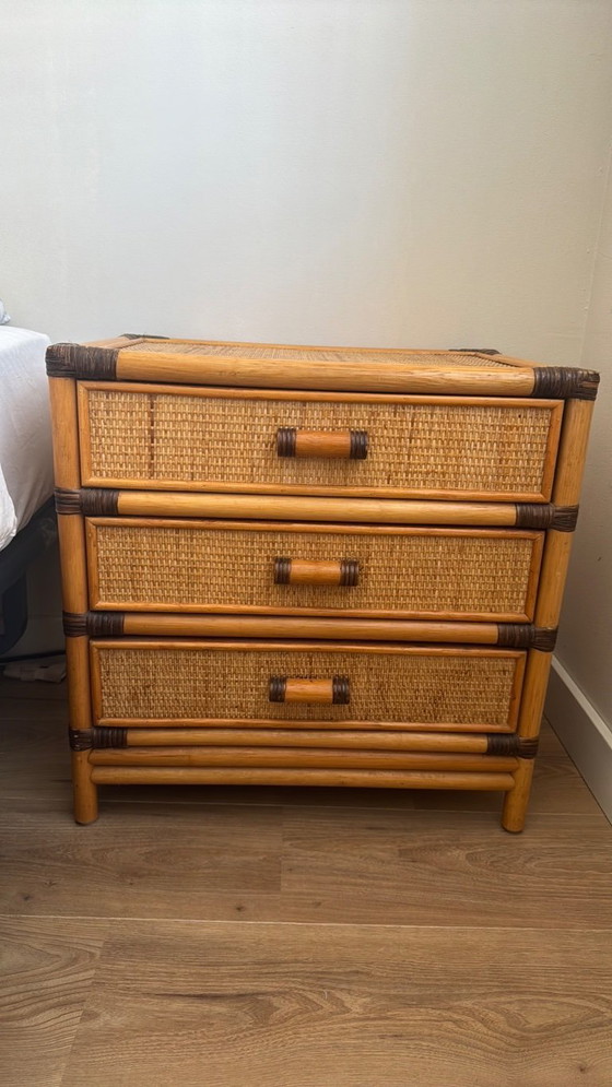Vintage Rotan/Bamboo Cabinet – Nachtkastjes, Rattan, Wood (photo 3 of 6)