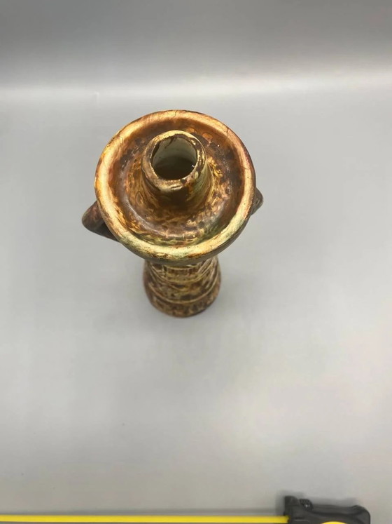 Italian Ceramic Vase Candle Holder with Antique Embossed Design – Decorative Objects (photo 3 of 4)