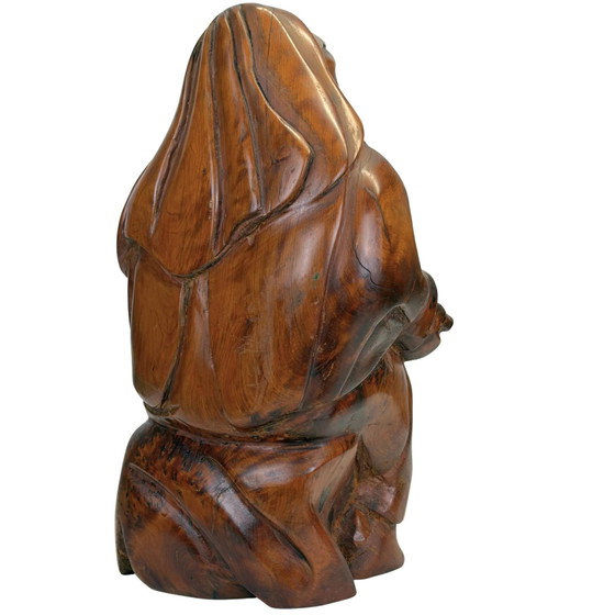 Expressive Hand-Carved Madonna and Child in Heavy Tropical Hardwood – Sculpture (photo 4 of 10)