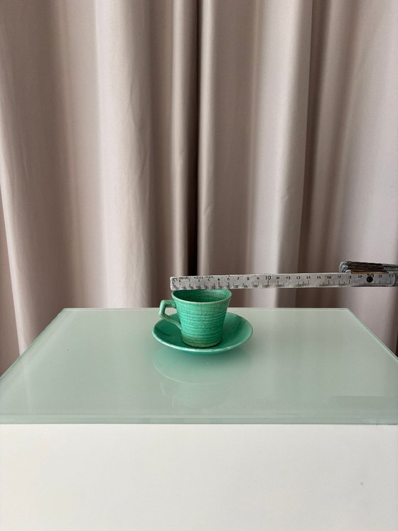 Set di 4 Tazzine e Piattini da Caffè Espresso in Ceramica Studio Verde Giada Vintage – Smaltato a Mano (photo 11 of 13)