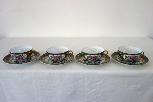 4 Yamasen fine porcelain cups and saucers Japan