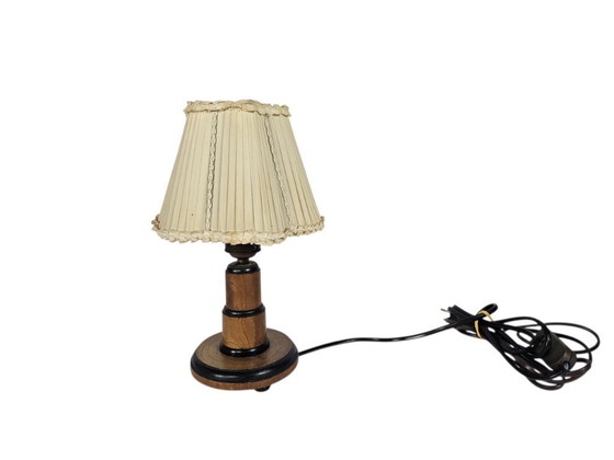 Image 1 of Amsterdamse school - tafellamp - palisander - porselein - 2e kwart 20e eeuw