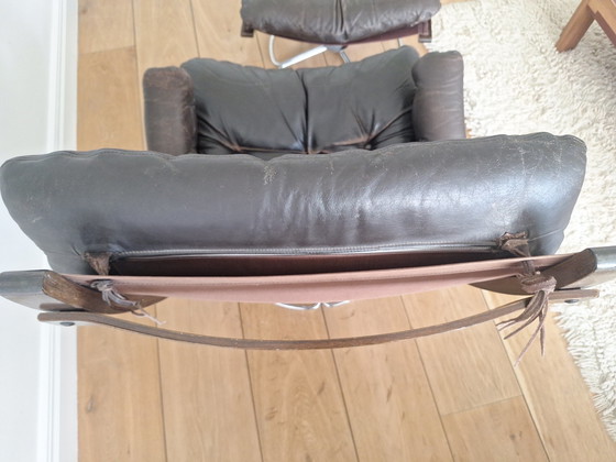 Image 1 of Originele Falcon Chair & Ottoman – Sigurd Ressell (Zeldzame Chromen Spakenvoet)