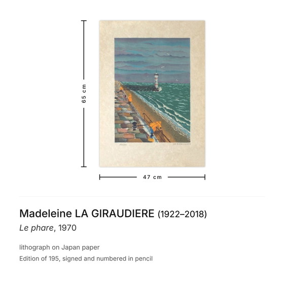 Image 1 of Madeleine LA GIRADIÈRE Le phare Lithographie signée 1970