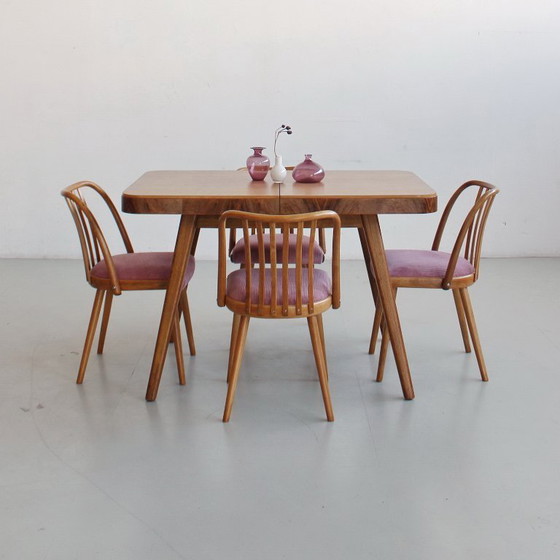 Image 1 of Extendable Dining Table, Mid-Century Modern, Czechoslovakia, Vintage 1960s 1970s, Completely Restored