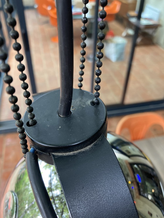 Image 1 of Pair of Chromed Metal Hangers, German Manufacture, 80's Hoffmeister Leuchten House