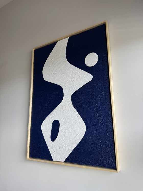 Silhouette di mezzanotte (50x70 cm) astratta blu e bianca – Arte, Wood, Canvas (photo 4 of 10)