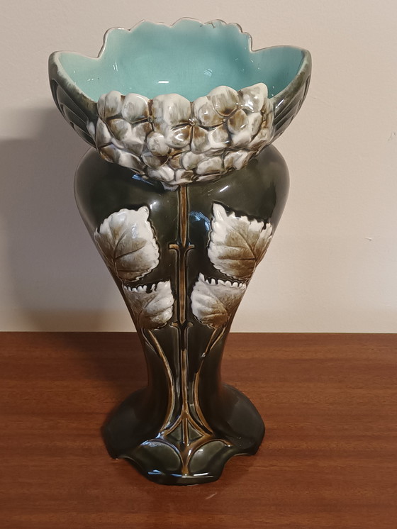 Image 1 of Antique Art Nouveau vase with floral motif