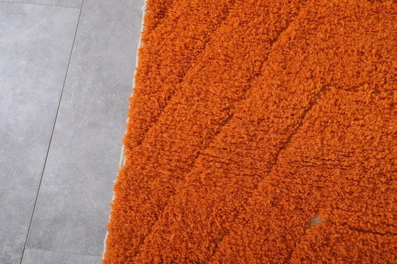 Image 1 of Alfombra tejida a mano de pura lana naranja, 2/3 m