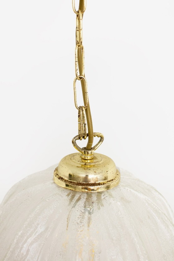 Image 1 of 70s textured glass Massive pendant lamp