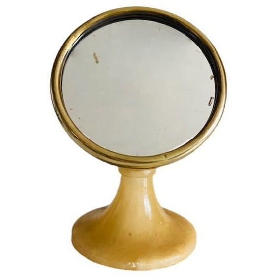 Image 1 of Vintage mid - Century table mirror alabaster brass 1950's