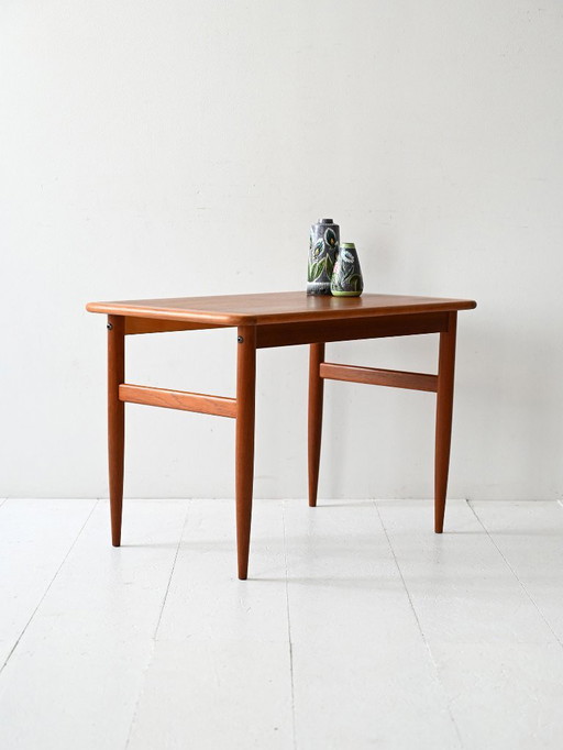 Scandinavian Teak Side Table with Turned Legs