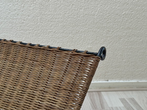 Image 1 of Vintage Rattan and Metal Magazine Rack