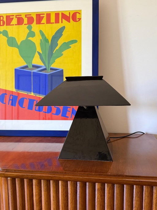Space age black ceramic table lamp, Italy 1970s