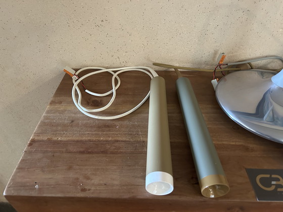 Image 1 of Vintage Tobias Grau Plafondlamp - Grote Plaat 120x40cm Lampen 2 Valbladeren