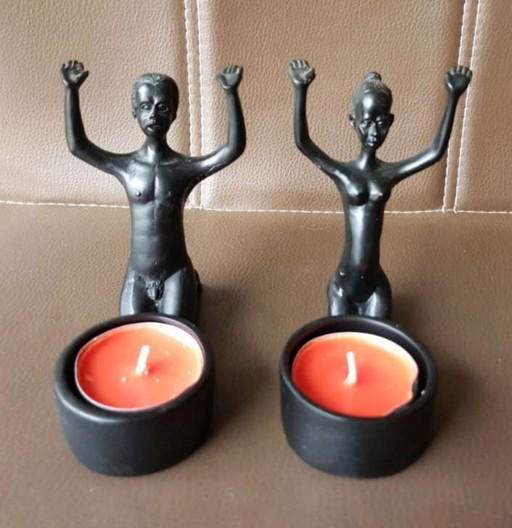 Tea light holder duo, vintage