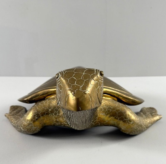 Image 1 of Hollywood Regency, scultura di tartaruga in ottone/scatola/tartaruga a becco di civetta, Francia, anni '70