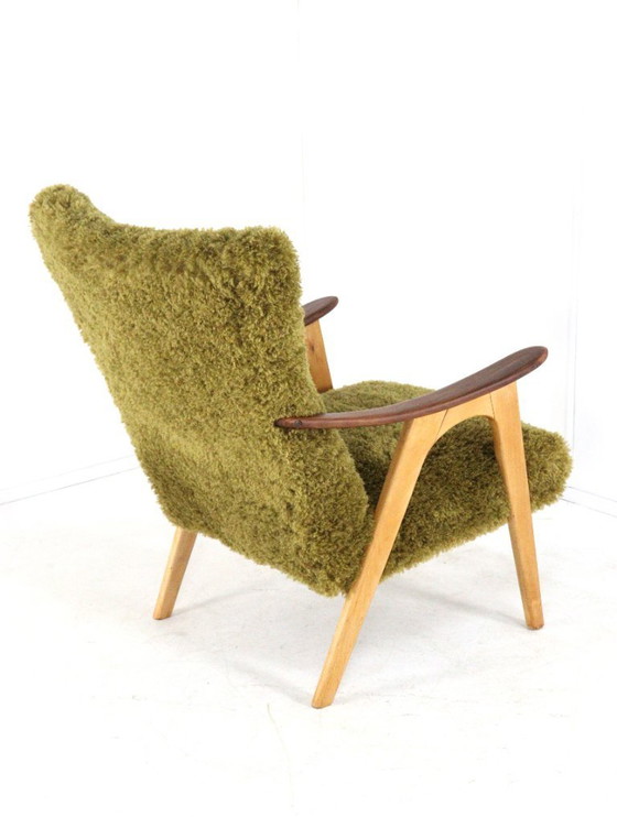 Image 1 of Two tone doodle fauteuil 'Wing' vintage gestoffeerd 