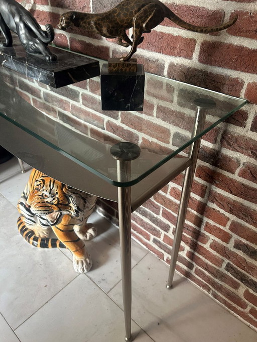 Moderne Sidetable Glas En Metaal – bijzettafels, rvs