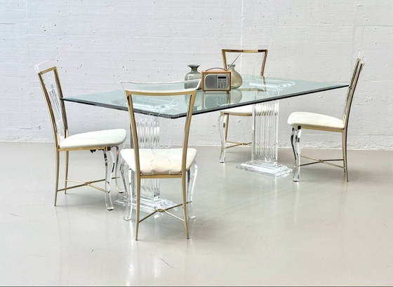 Image 1 of Rare ensemble: table by FABIANART and 6 chairs by Vereinigte Werkstätten, 1980s