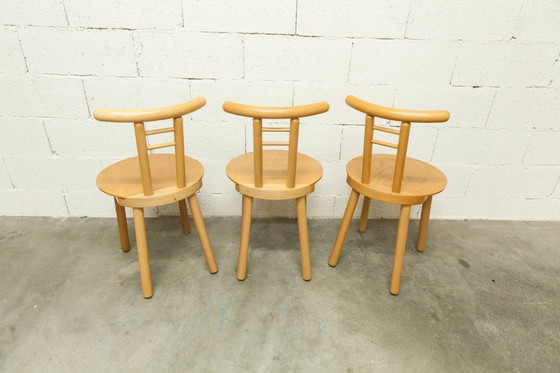 Image 1 of Page 1 of 30 Set of 3 minimalist chairs in light wood, 1980s Italy