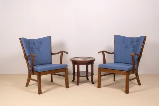 Image 1 of Loungestoelen uit de jaren 40 van Tyge Hvass, model 1628 voor Fritz Hansen, Denemarken