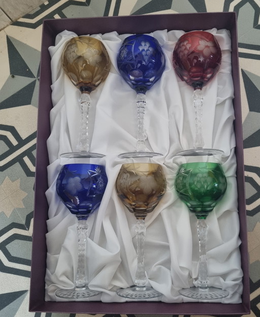 6 St Louis crystal stemmed glasses