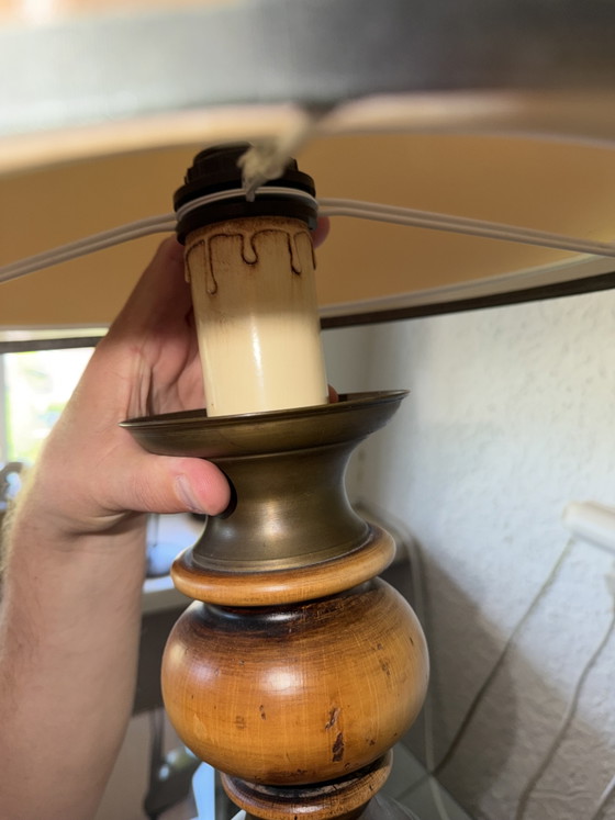 Antique table lamp 150 years old – vintage, Metal, Textile (photo 3 of 5)