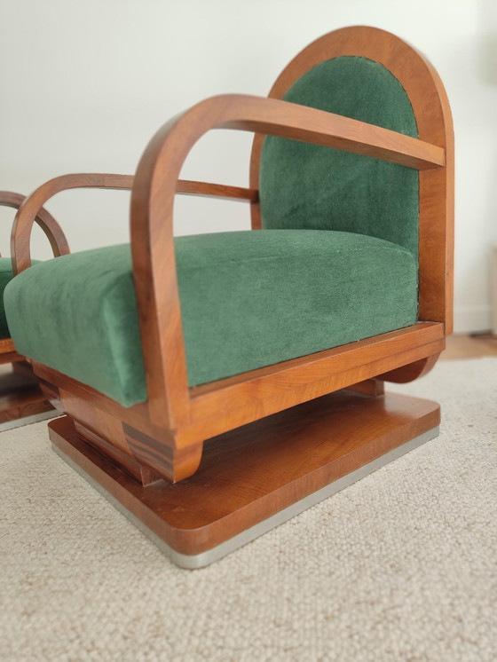 Image 1 of Pair of art deco armchairs