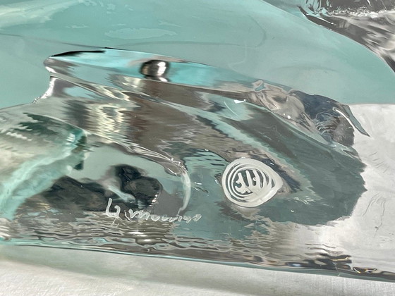 Image 1 of Applique murale en verre de Murano La Murrina des années 1980 avec incrustations d'aigue-marine. Mod. 691 Large.